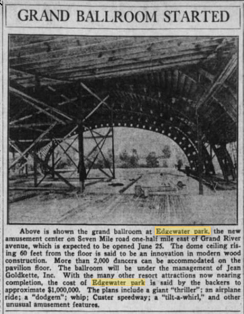 Edgewater Park Ballroom - Ballroom Article June 19 1927 (newer photo)